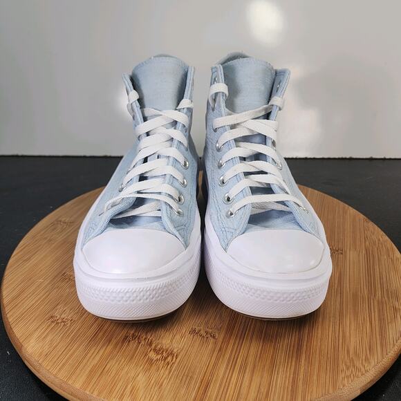 Big Kids Converse Chuck Taylor All Star Hi Sz 4 010419 Blue Canvas Sneakers - Picture 4 of 8